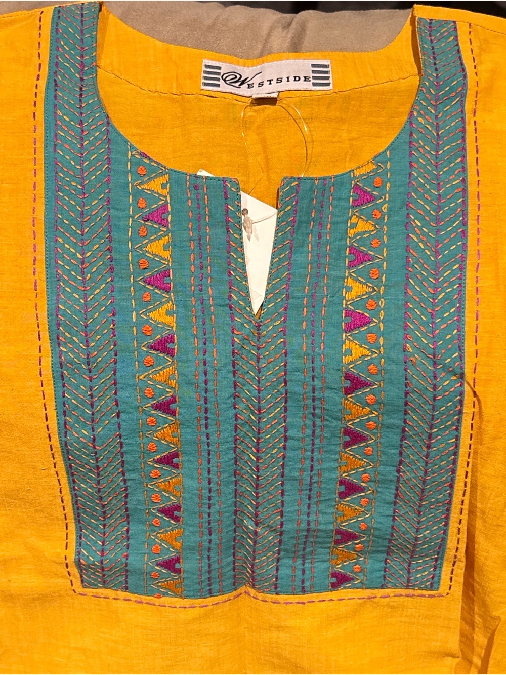 New cotton Kurta Shirt with Teal Embroidery from Westside. NWT, size small